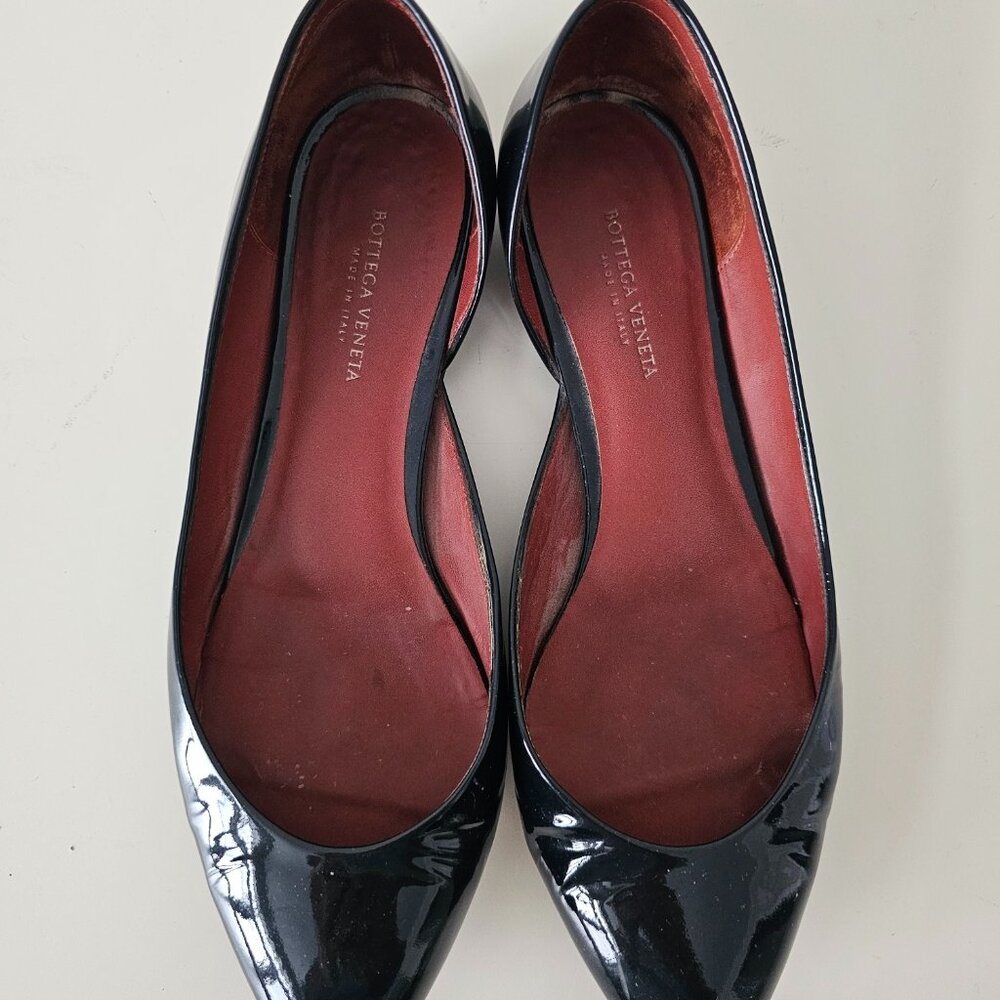 BOTTEGA VENETA Tourmaline Blue Patent Leather Scarpa Pelle Shoes Flats 36C/6C
